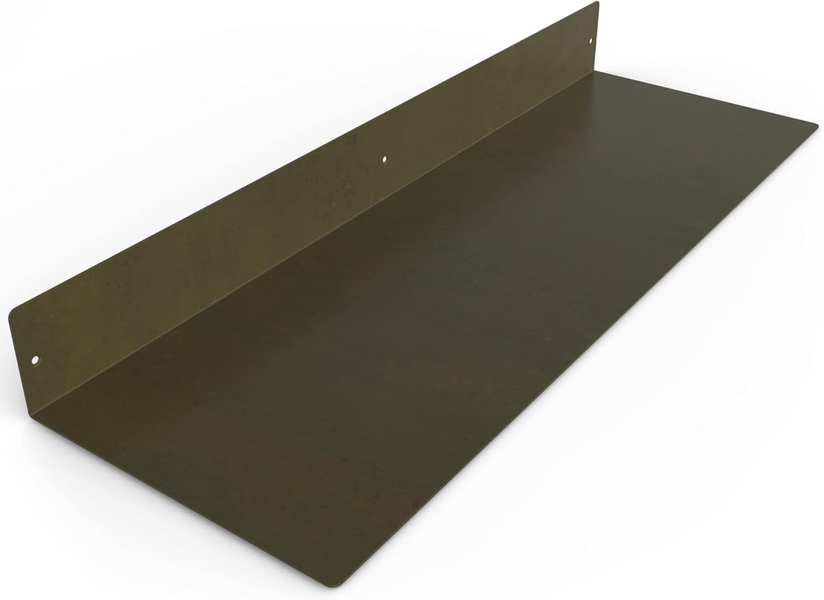 DIY CARTEL Made in USA Linear Floating Shelf - Forged Raw Steel - Industrial Heavy Duty Metal Wall Mounted Modern Rustic Farmhouse Designed Shelf Ledge (24-inch X 8-inch)