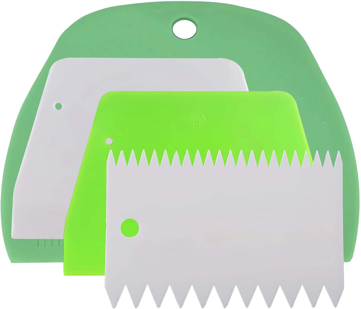 4 PCS Dough Scraper Bench Scraper, Plastic Bench Scraper for Dough Cutter for Bread Cake Dough Fondant Icing