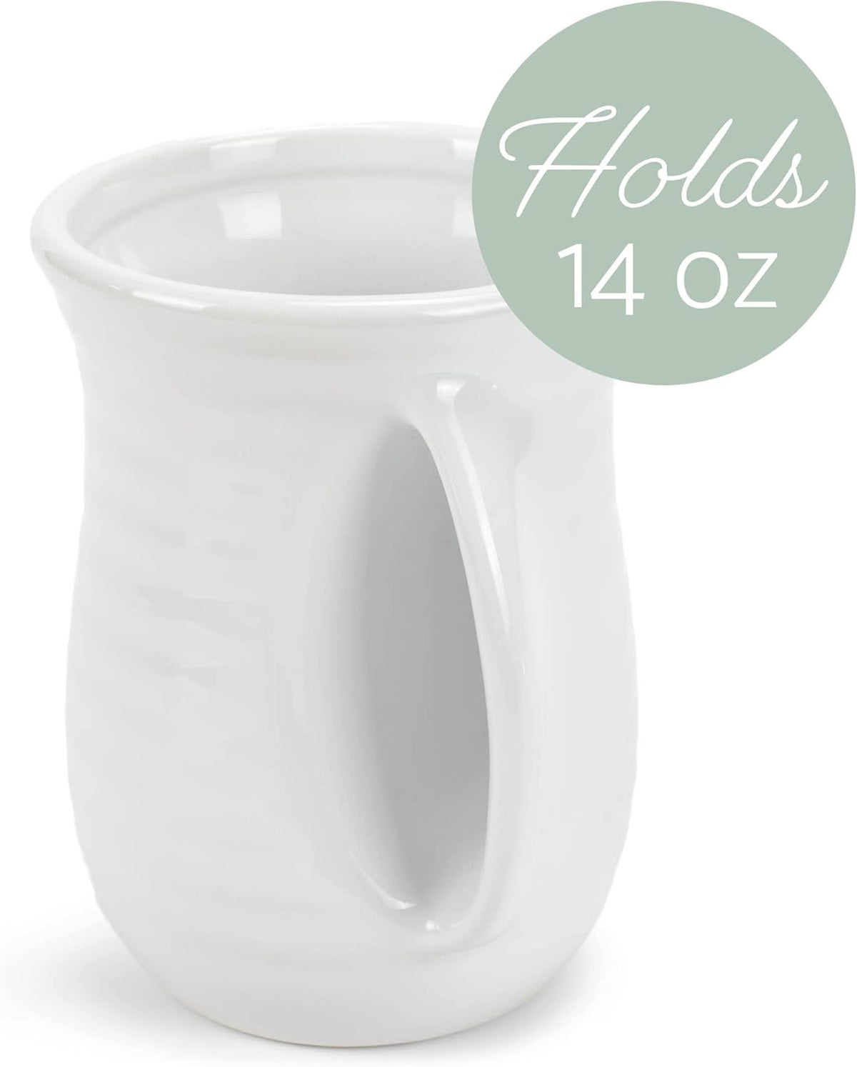 Elanze Designs Ribbed 14 ounce Ceramic Stoneware Handwarmer Mugs Set of 4, White