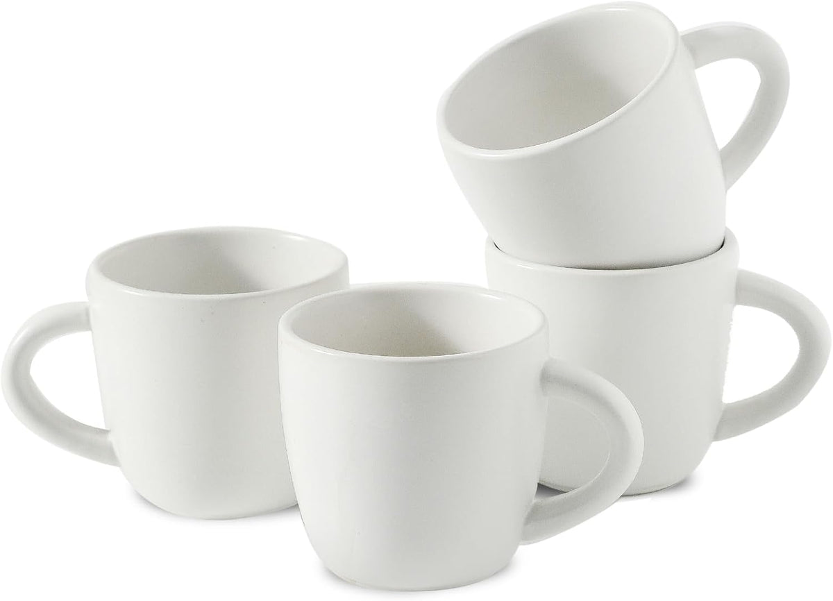 Hasense Espresso Cups Set of 4 Perfect for Demitasse, Cappuccino, Tea Bag and Juice, 5 Ounce Ceramic Stackable Mini Coffee Mugs Suit for Espresso Machine and Coffee Maker, White