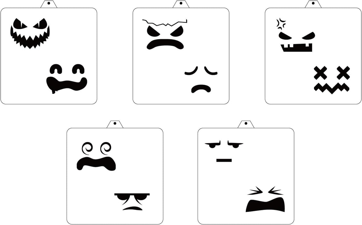 Halloween Ghost Faces Cookie Cutter and Stencil Set Bundle Kit PYO Cookies Paint Your Own Diy Bakery Fondant Sugar Happy Birthday Wedding Baby Candle Kids Painting Coloring Pages Comb (Ghost Faces)