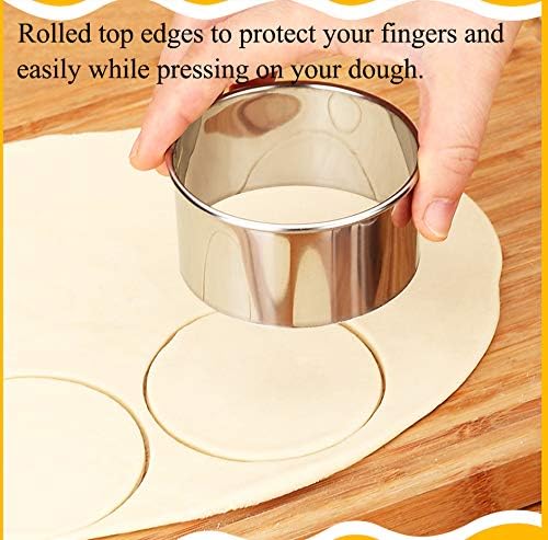 9 Pieces Stainless Steel Cookie Cutter Set Biscuit Plain Edge Round Cutters Metal Ring Baking Molds