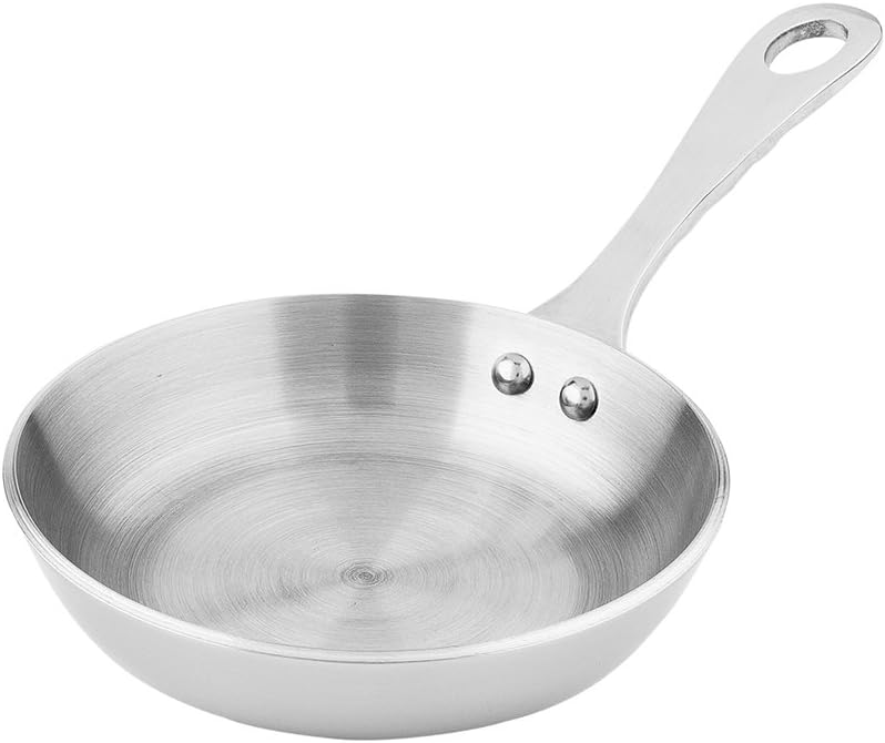 Restaurantware 4 Inch Mini Frying Pan 1 Round Egg Pan - With Handle Dishwasher Safe Silver Stainless Steel Small Frying Pan Hanging Hole For Scrambles Appetizers Or Desserts