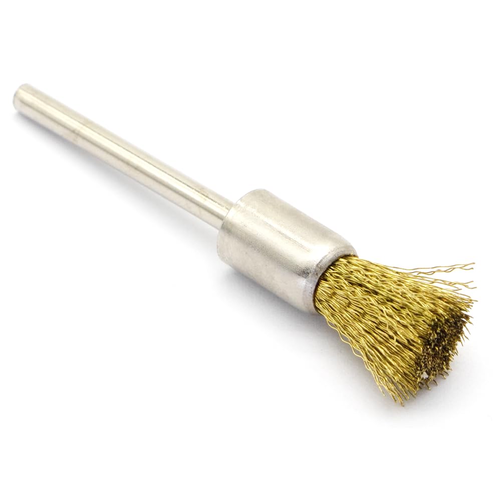 20PCS Brass Wire Brushes - Metal Rust Removal, Cleaning, and Polishing - 8mm Diameter, 1/8″ (3mm) Shaft - Removes Burrs, Dust, and Oxide Layer - Handles Rough Surfaces - Rotary Tool Accessories