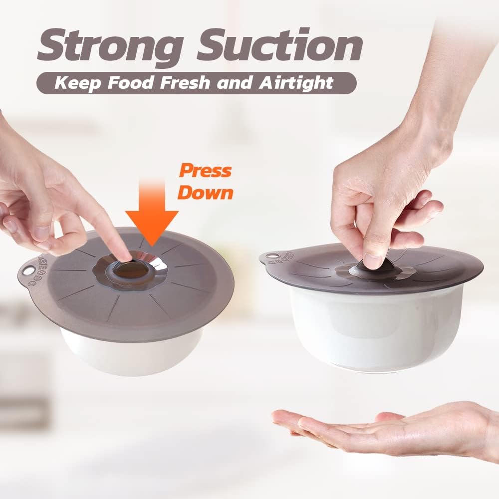 Silicone Lids for Pots and Pans - Silicone Lids for Food and Bowl Covers for Food Safe BPA Free Silicone Bowl Covers Microwave Cover(Gray)