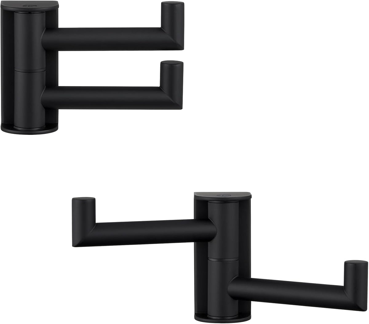 APLusee Swivel Towel Hook Matte Black 2 Pack, 304 Stainless Steel Towel Holder Bathroom Robe Hook, Folding Wall Hook Wall Mounted