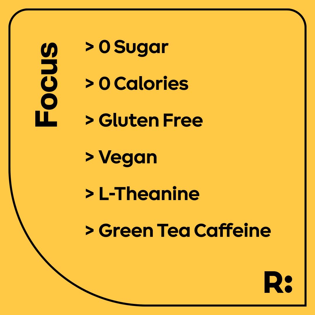 Ryde: Focus Shot | Orange Flavor | L-Theanine & Ginseng | Green Tea Caffeine | Vitamins B2 & B7 | 0 Calories, 0 Sugar | 2 FL OZ Shots | Supports Focus* (8 Pack)