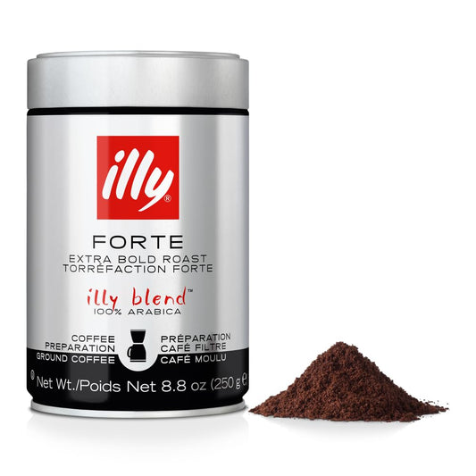Illy Coffee, Ground Drip Forte, Extra Dark Roast, 100% Arabica Bean Bold Signature Italian Blend, No Preservatives, 8.8 Ounce (Pack Of 1)