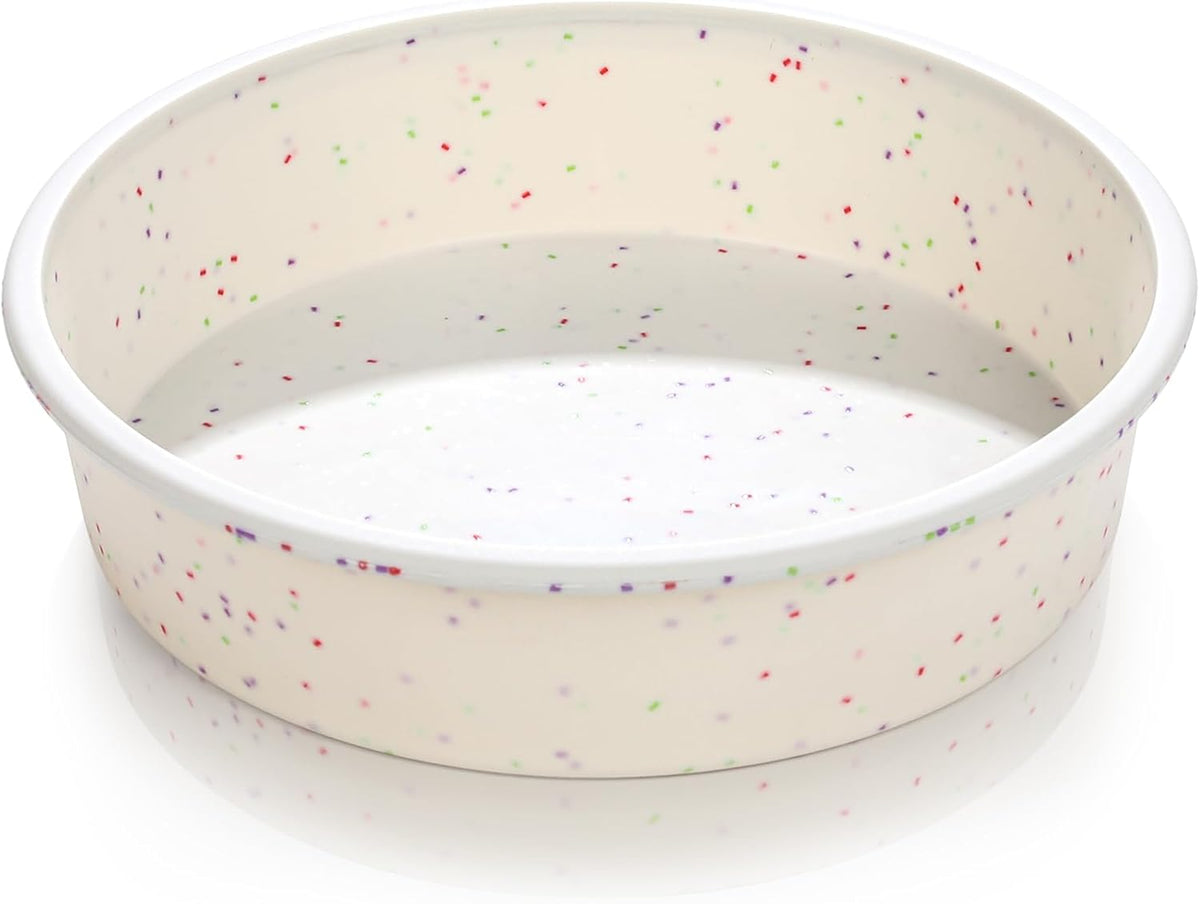 Vinino 8 Inch Silicone Round Cake Pan with Metal Reinforced Frame, Nonstick Silicone Springform Pan for Baking Suitable for Making Layers, Cheese & Chocolate Cakes