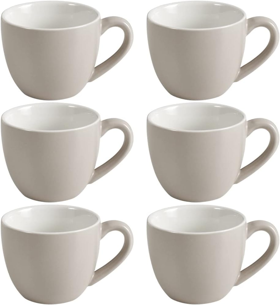 homEdge Mini Procelain Espresso Cup, 3 Ounces / 90 ml Tiny Coffee Mugs Demitasse for Espresso, Tea- Set of 6, Light Gray