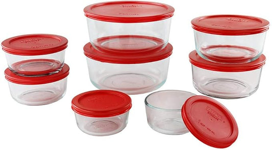 Pyrex Simply Store (8-Pack) Glass Food Storage Containers Set, (1, 2, 4 & 7 Cup) Meal Prep Containers With BPA-Free Lids, Dishwasher & Microwave Safe