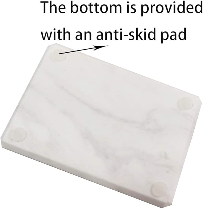 White Soap Dish Tray Marble Soap Holder Trinket Plate for Bathroom Sink Kitchen Countertop Bedroom Vanity Bathroom Accessory Rectangular