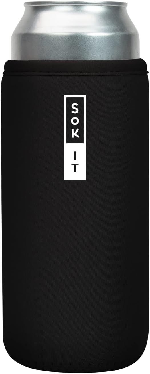 Sok It CanSok Sleeve for Beer & Soda Insulated Neoprene Cover (Black, 25oz Can Sleeve)