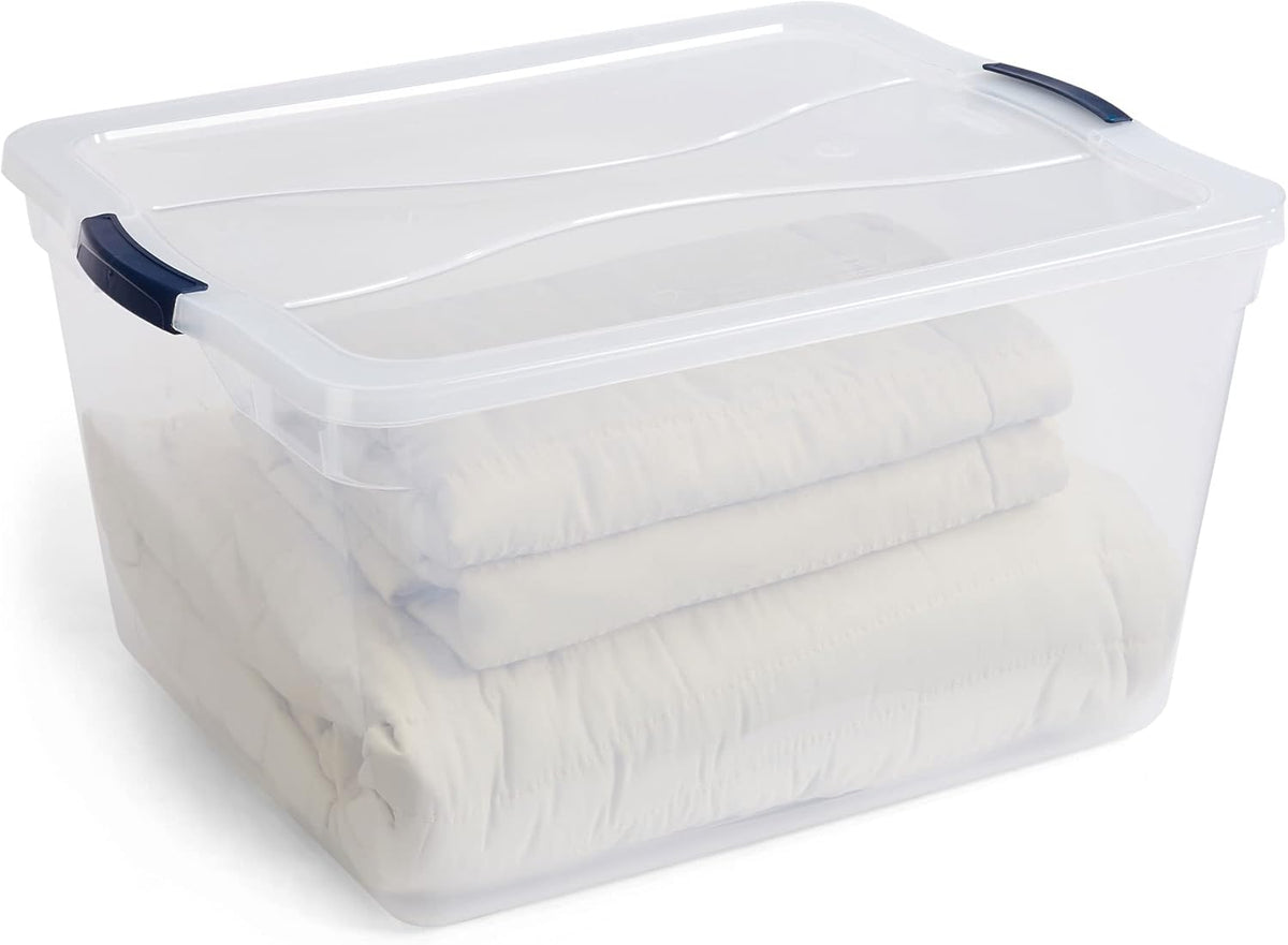 Rubbermaid Cleverstore 74 Qt Clear Storage Bins with Lids, 4-Pack, Stackable, BPA-Free, Made in USA