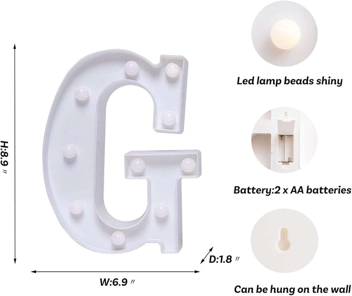 Foaky LED Letter Lights Sign Marquee Light Up Letters Sign for Night Light Wedding/Birthday Party Battery Powered Christmas Lamp Home Bar Decoration(G)