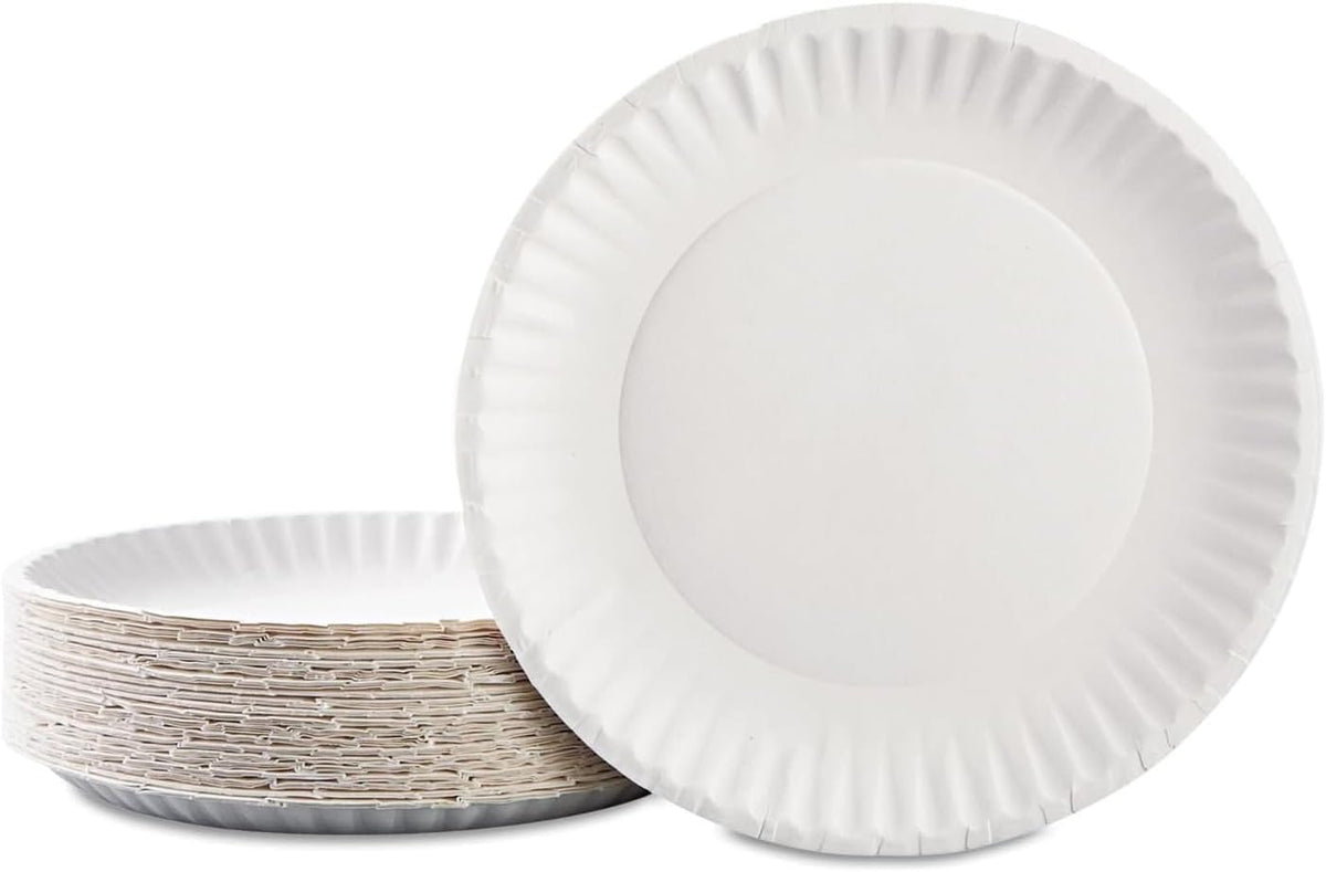 Bluetable 9 Inch Paper Plates Bulk – 1200 Count - Uncoated White 9” Dinner Plate Pizza Plate Decorative Craft Paper Plates Disposable Plates [1200 Pack/Case]