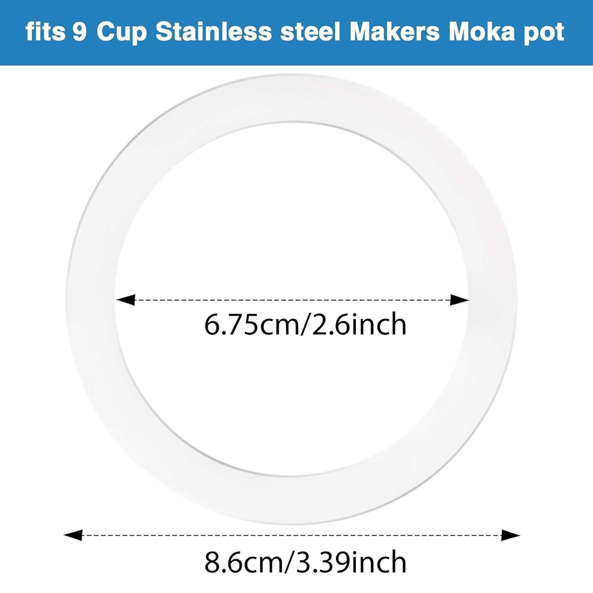 Moka Express Replacement Funnel Kit, 3 Packs Gasket Seals, 1 Stainless Steel Funnel with 1 Pack Stainless Filter (9-Cup)