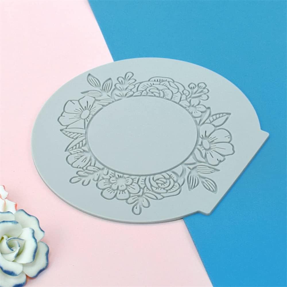 Silicone Lace Mold, Wedding Cake Lace Mat, Coral Cake Decorating Mold Flower Fondant Impression Mats for Edible Lace Fondant Mold, Sugar-Lace Cupcake Mat Tools (A_6.6x6.4x0.12inch)