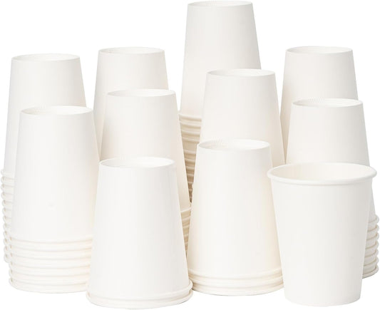 YEEHAW 8 oz 300 Pack Disposable Paper Coffee Cups, White Hot Cups for Hot Beverage Drinkings, Ideal for Cafes, Bistros, Businesses and Family