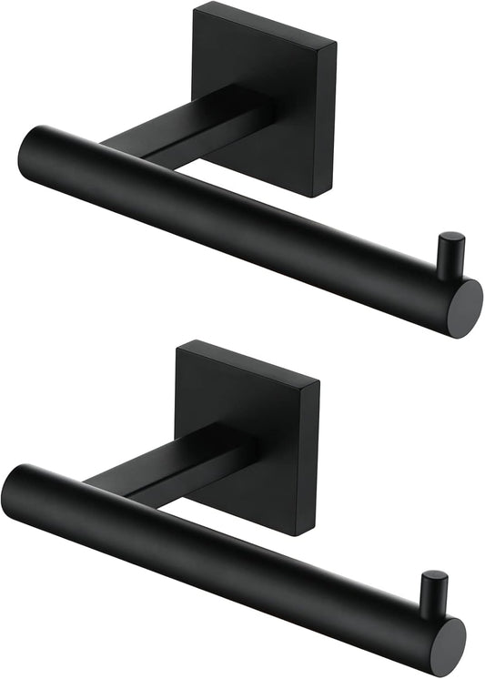 KOKOSIRI Toilet Paper Holder for Bathroom Toilet Roll Holder Hold Mega Rolls Matte Black Stainless Steel, 2 Pack, B2005BK-2P