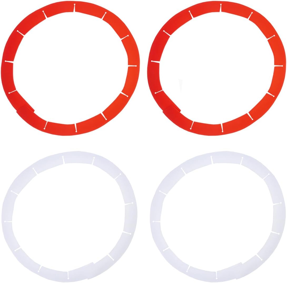 Adjustable Pie Crust Shields, Silicone Baking Protectors, Cover Ring Tools Fits 8-11.4 Inch Pies, Baking Pie Pizza Crust Shield Protector Cover for Edges ﻿ (Red 2 + Transparent 2)