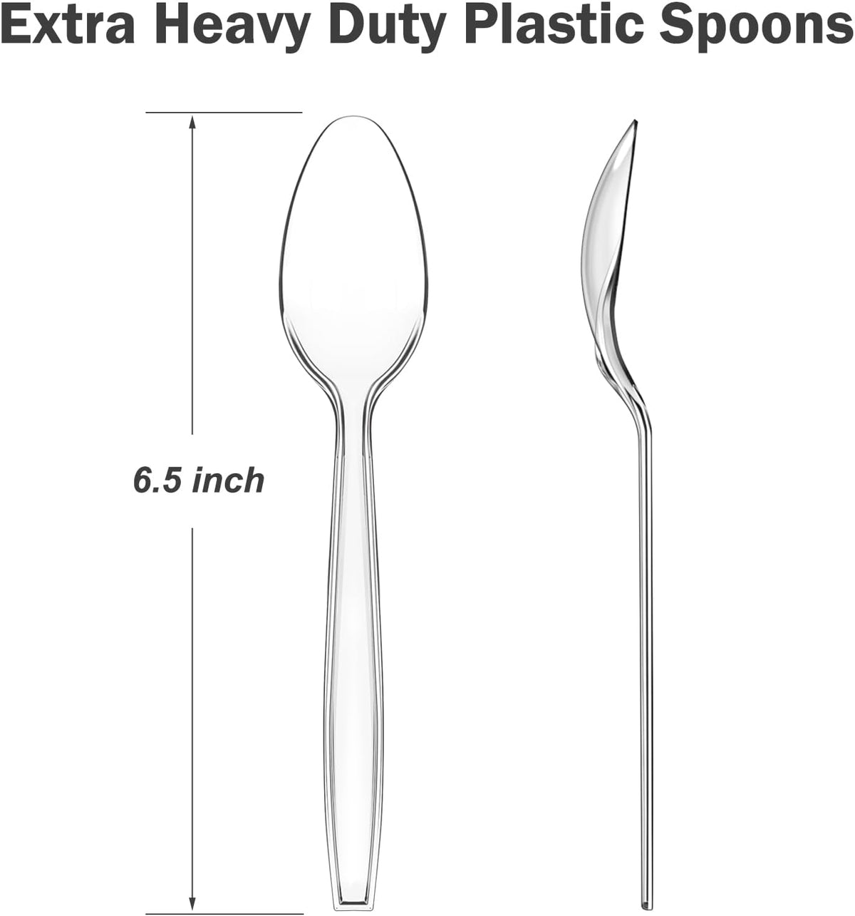 300 Count Clear Plastic Spoons Disposable, BPA-Free, Heat Resistant, Solid and Durable Disposable Spoons Heavy Duty Bulk, Premium Spoons plastic disposable for Party Supply