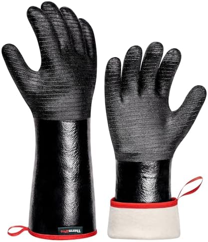 ThermoPro 932°F Heat Resistant BBQ Gloves, 17" Waterproof Oven & Grill Gloves, Oil & Slip-Resistant Neoprene Grill Mitts for BBQ, Fire Pit, Rotisserie, Smoker Accessories Gifts for Men and Women