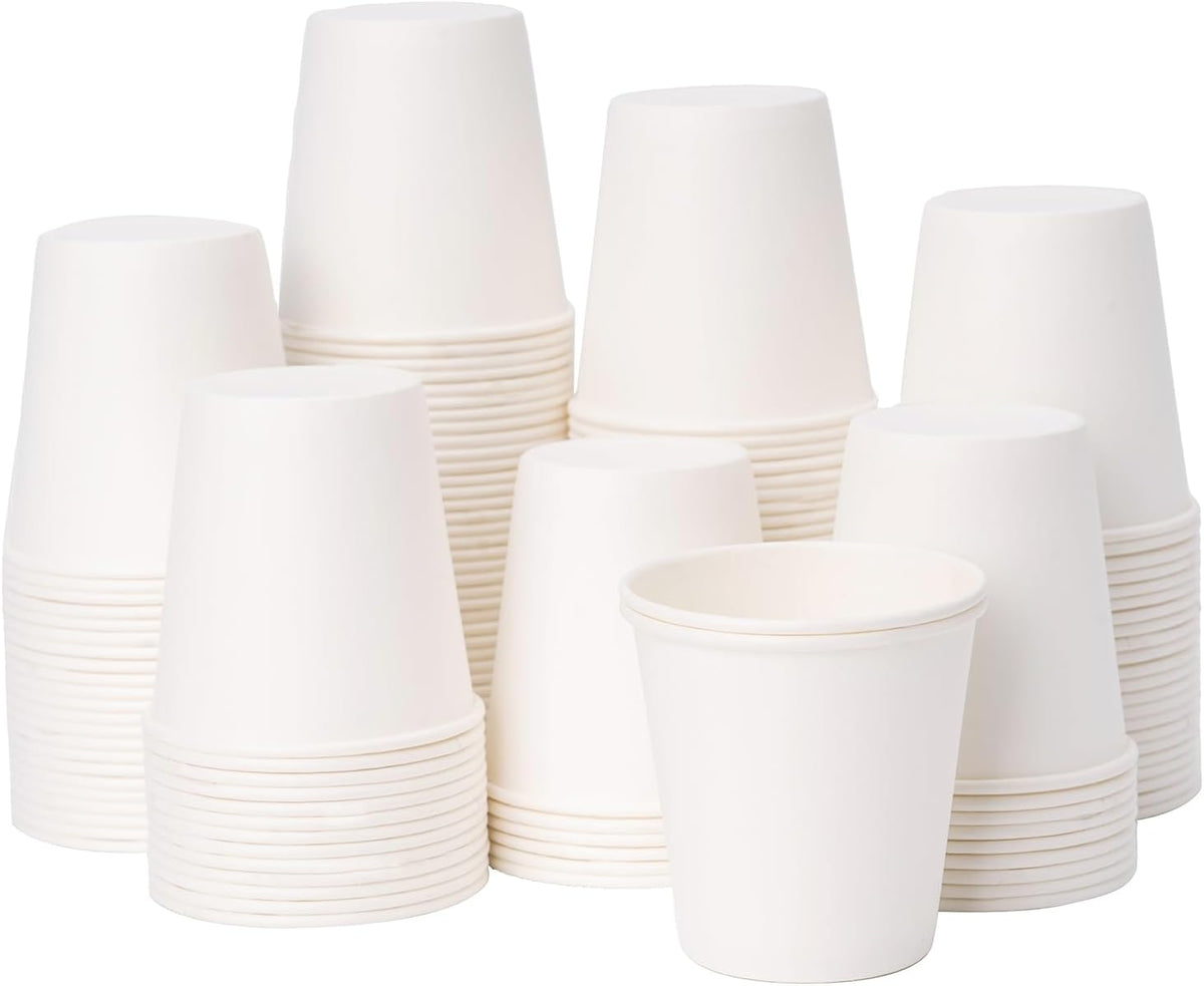 YEEHAW 3 oz 100 Pack Disposable Paper Coffee Bathroom Cups, Small White Mouthwash Cup for Bathroom