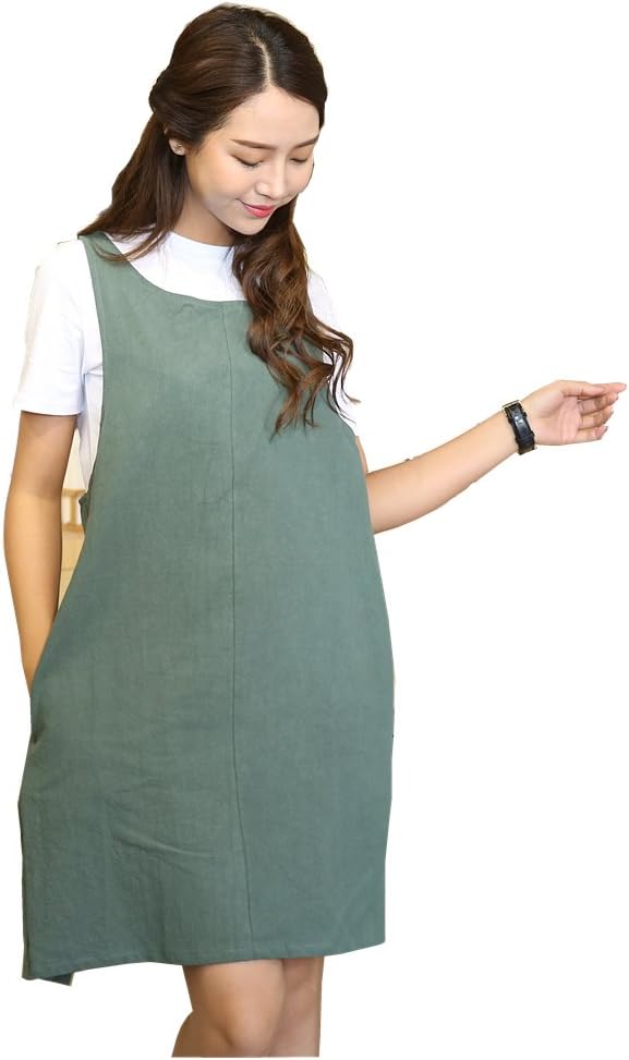 Cotton Linen Japanese Apron Halter Cross Back Bandage X Shape Aprons Two Pockets