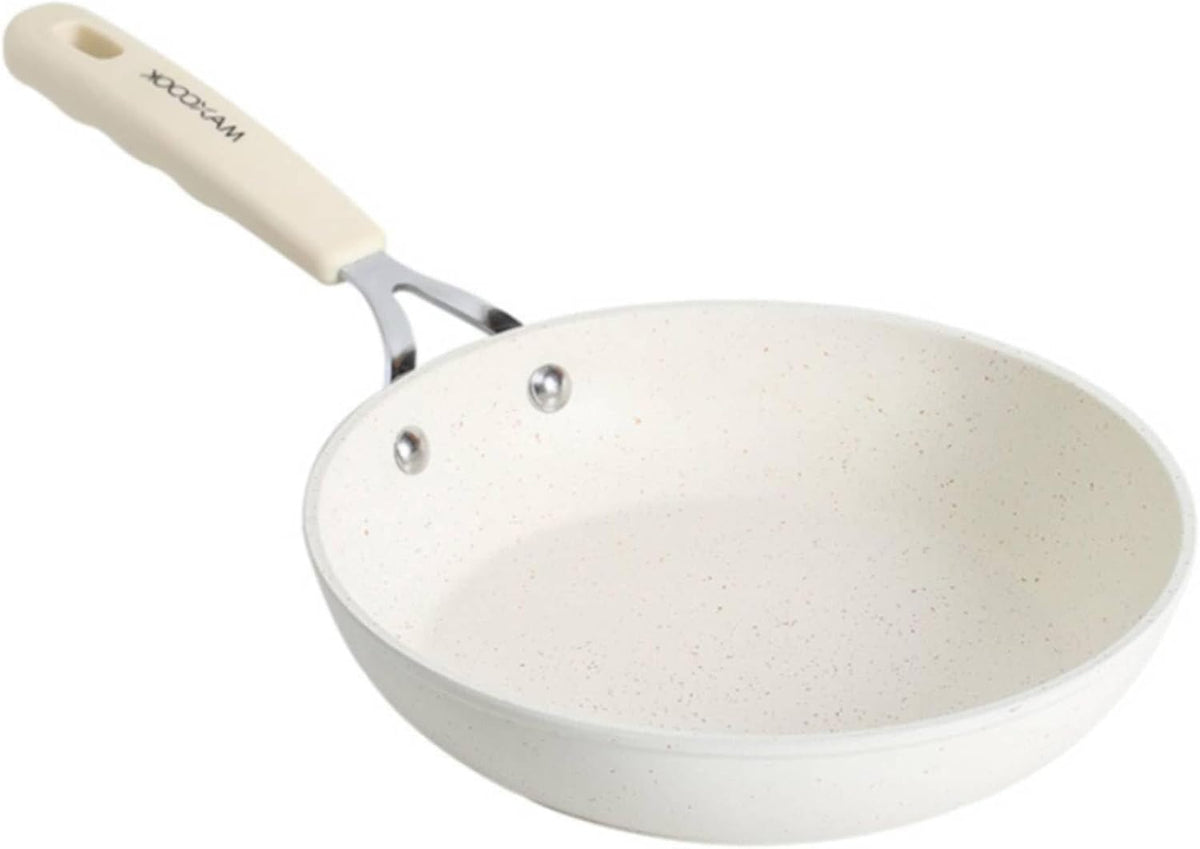 Non Stick Egg Frying Pan, 8 Inch Omelette Pan Nonstick Skillet,Small Egg Pan,Medical Stone Coating Cookware, Induction Skillet for Eggs (20 cm White)