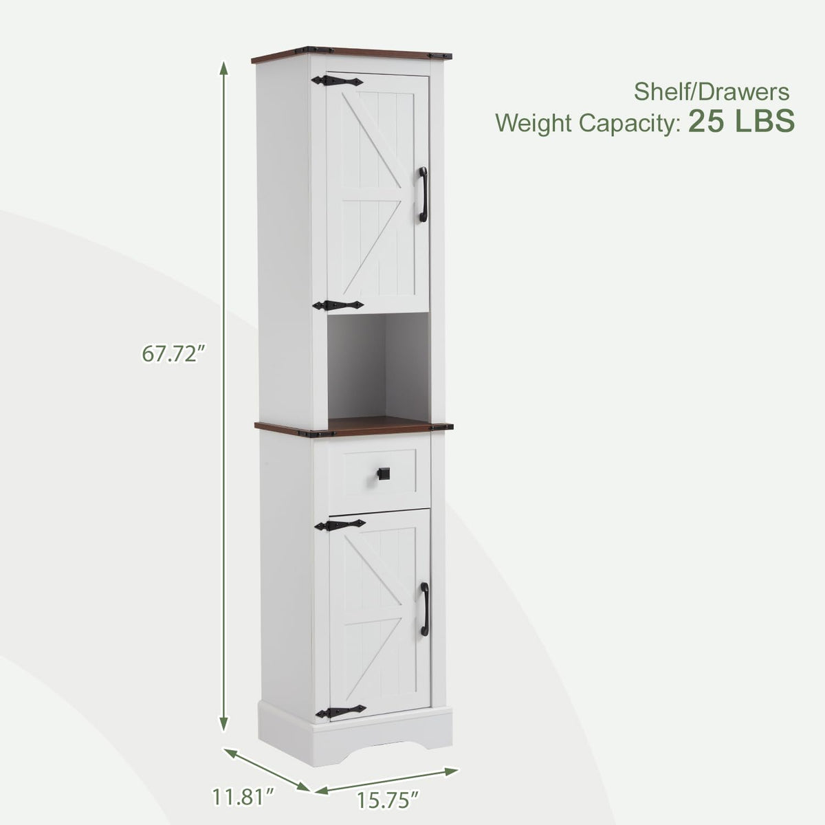 JOMEED Tall Bathroom Storage Cabinet, 68" Farmhouse Linen Tower with Adjustable Shelves & Drawer, Rustic Narrow Storage Cabinet for Bathroom