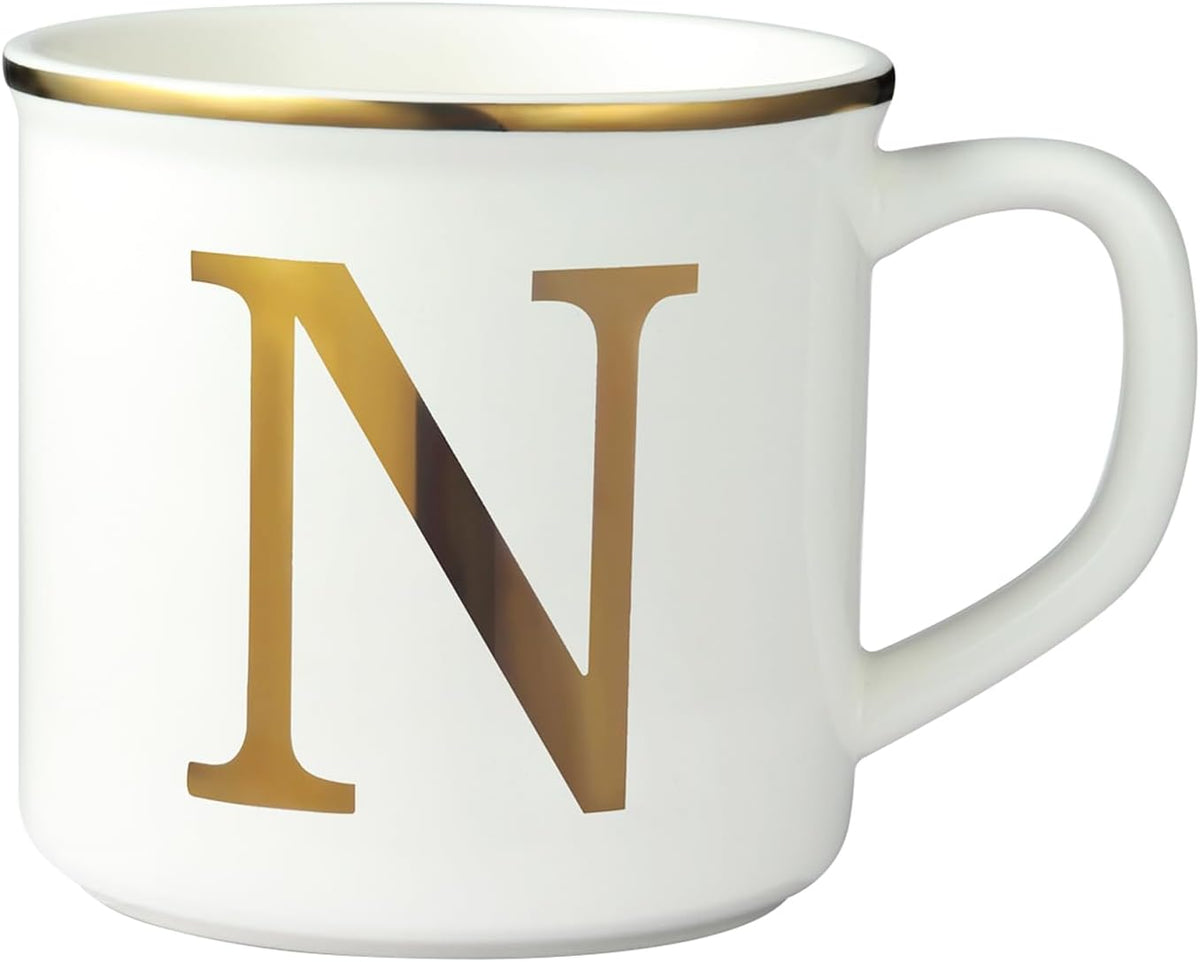 Miicol Ceramic Coffee Mug 16 oz, Monogram Coffee Cup, Golden Initial Tea Mug, Personalized Tea Cup, Unique Gift, Large Mug for Home, Office, Letter N