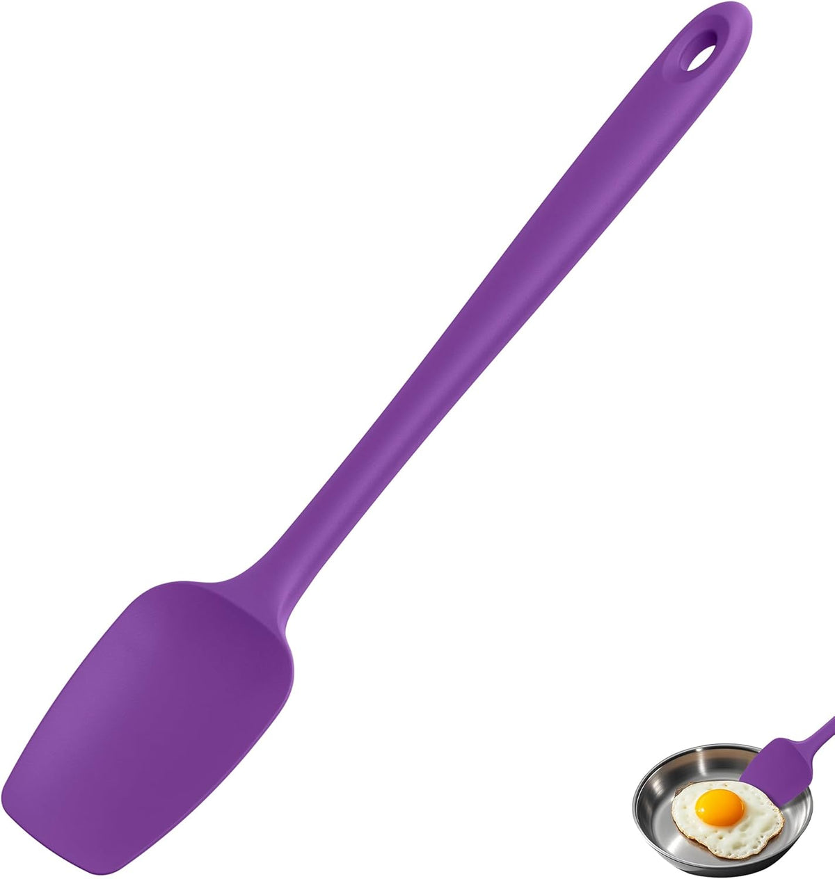 U-Taste Extra-Long 600ºF Heat Resistant Spatula Spoon: 14" Silicone Spoonula Cooking Utensils for Kitchen Use, Non-Stick Scoop Scraper with Soft Edge & Firm Core for Baking, Mixing, Serving (Purple)