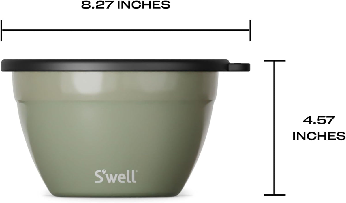 S'well Stainless Steel Salad Bowl Kit 64oz, Mountain Sage, Comes with 2oz Mini Canister and Removable Tray for Organization, Leakproof, Easy to Clean, Dishwasher Safe