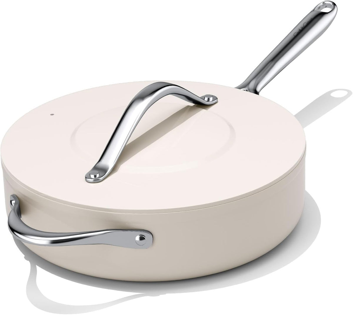 Nonstick Ceramic Sauté Pan with Lid (4.5 qt, 11"), Deep Frying Pan for All Cooktops - Non Toxic, PTFE/PFOA/PFAS Free, Dishwasher & Oven Safe up to 500°F - with Stay Cool Handle - Cream