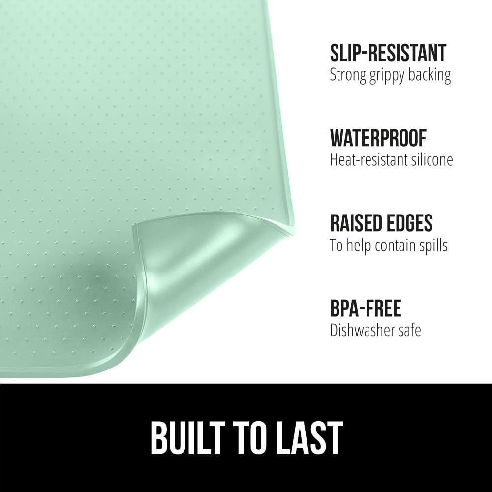 GORILLA GRIP Silicone Coffee Mat, 18x28, Espresso Drink Bar Station Accessories, Waterproof Heat-Resistant Dish Drying Mats, Stay in Place on Kitchen Counter, Home Kitchen Décor Essentials, Mint