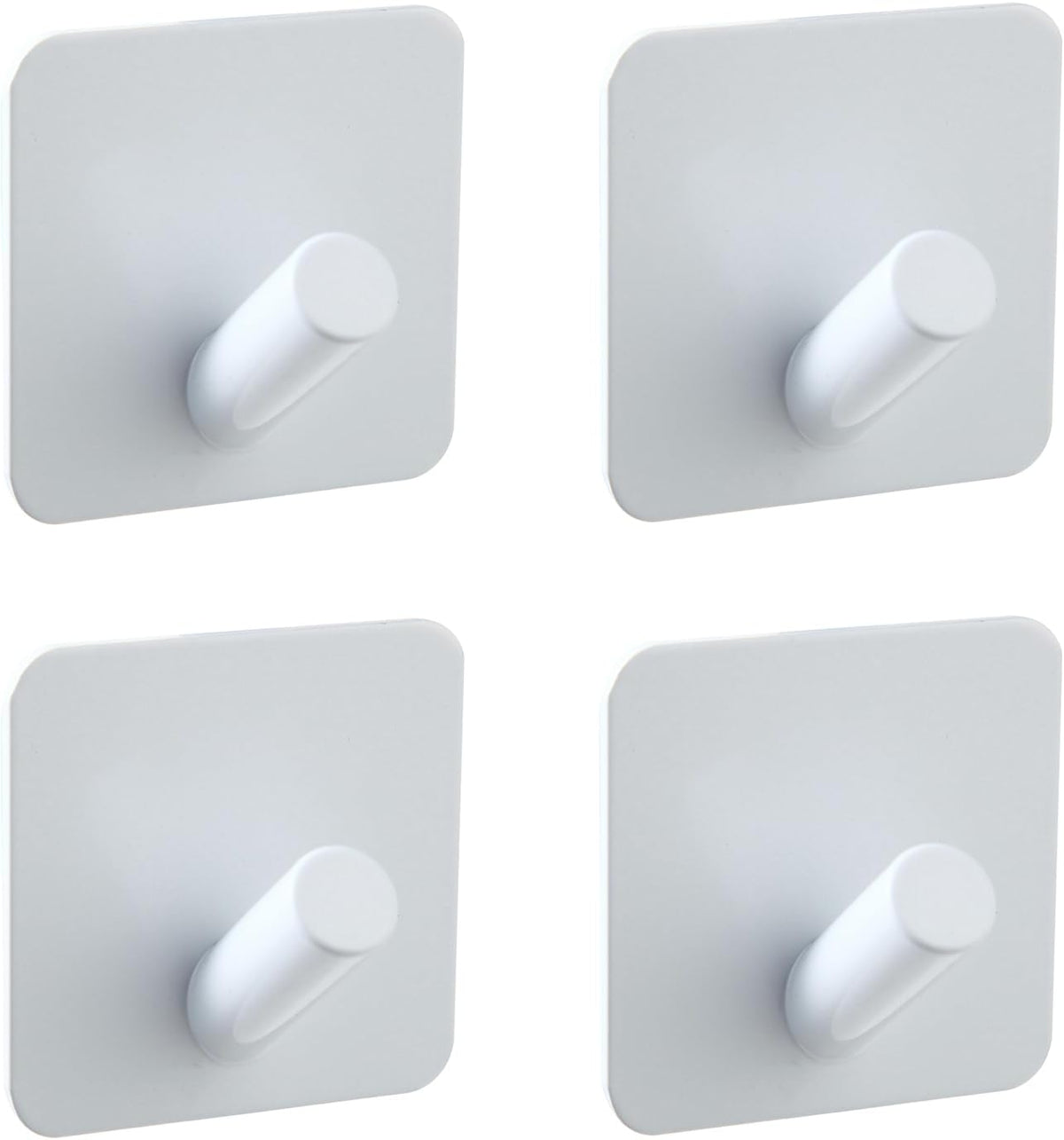 Aluminum Wall Hooks, No Drill Damage-Free Adhesive Hook, Product for Hanging Heavy Duty for Bathroom Kitchen Home (Slanting Square White Hook, 4)