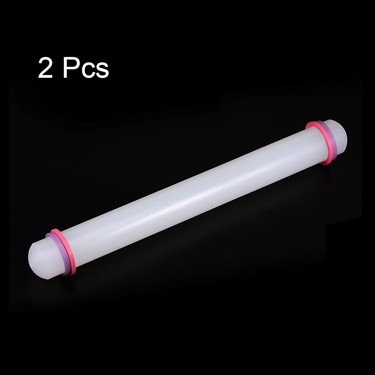 HARFINGTON 2pcs Fondant Rolling Pin 13 Inch x 1.38 Inch Adjustable Guide Rings Non-Stick PP Plastic Fondant Roller Dough Roller Kitchen Decorating Tools for Cookie Pastry Pizza Clay