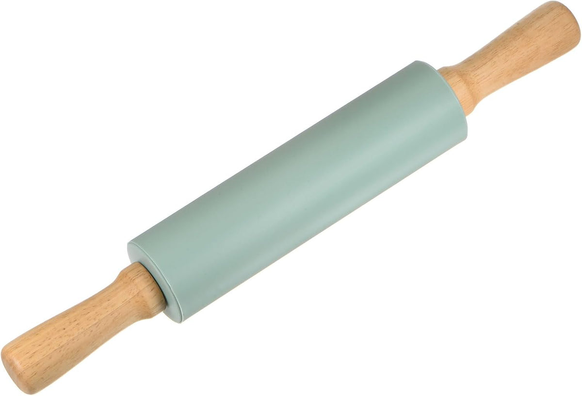 HARFINGTON Silicone Rolling Pins for Baking 15 Inch Wooden Handle Non Stick Rolling Pin Small Roller Playdough Rolling Pins for Dough Pizza Pastry Fondant Kitchen, Dark Green