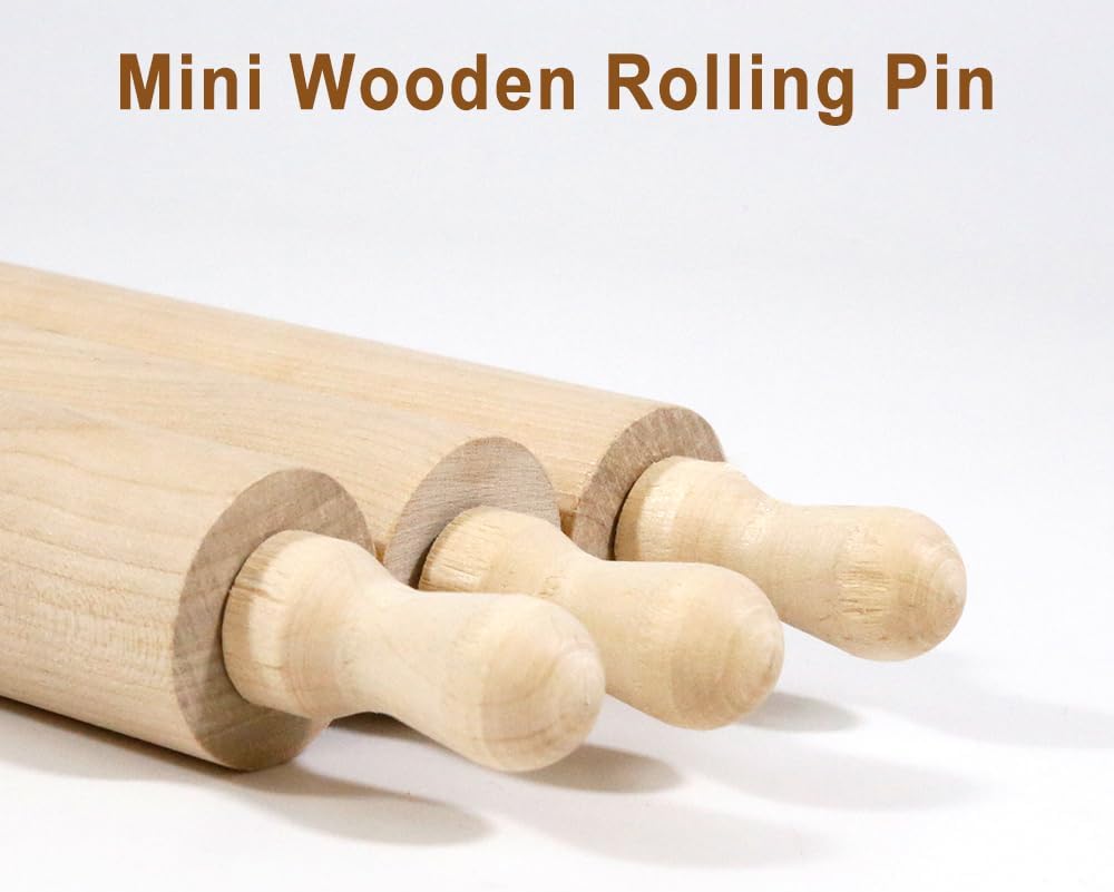 6 pcs 7 Inch Vintage Wooden Rolling Pin, Perfect for Kitchen Decoration, Tiered Tray Decor and Arts Crafts
