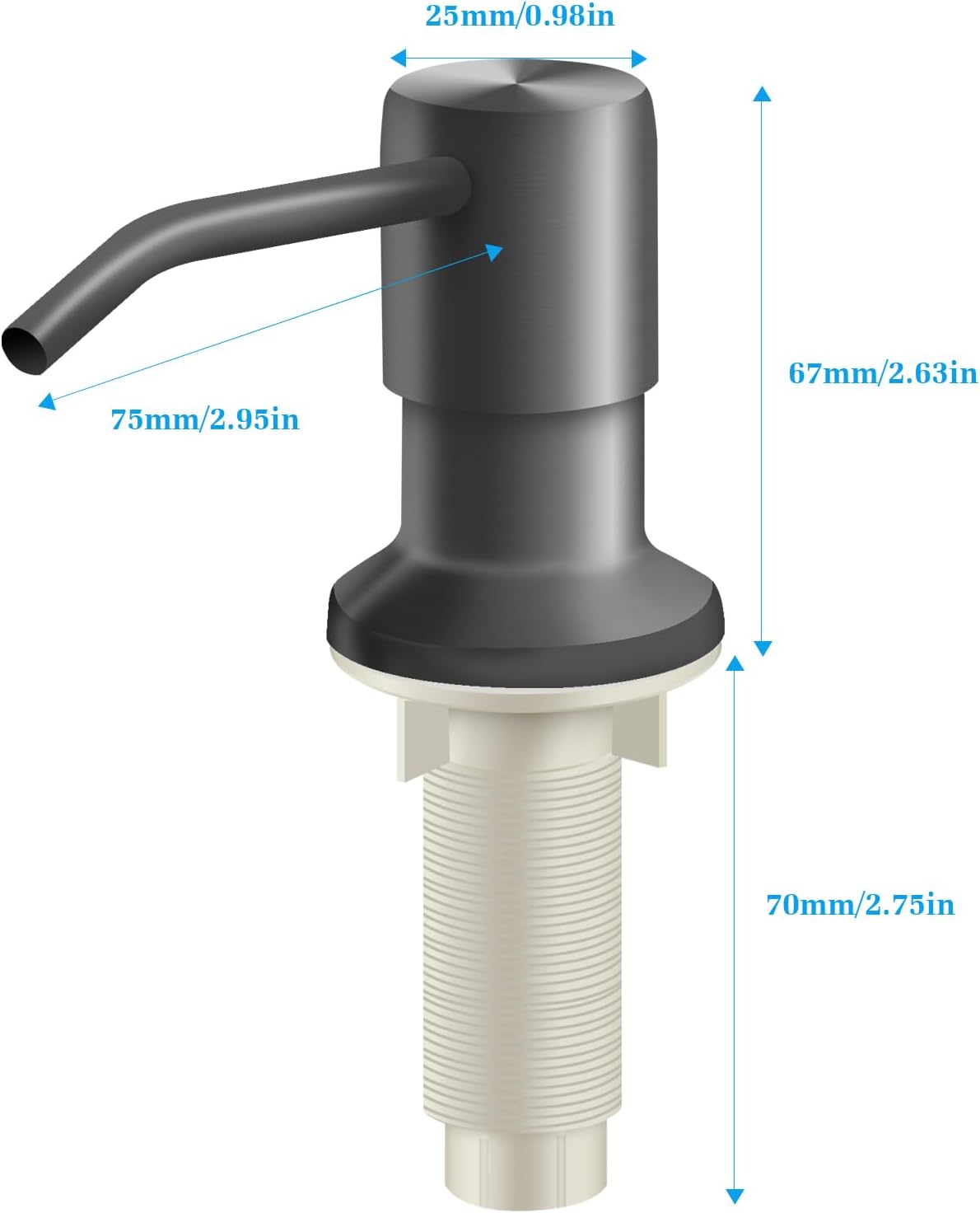 Soap Dispenser for Kitchen Sink and Extension Tube Kit, Stainless Steel Countertop SoapDispenser with 47 Inches Tube Connects Directly to Soap Bottle, Hand and Dish Soap Dispenser Pump （Gray）
