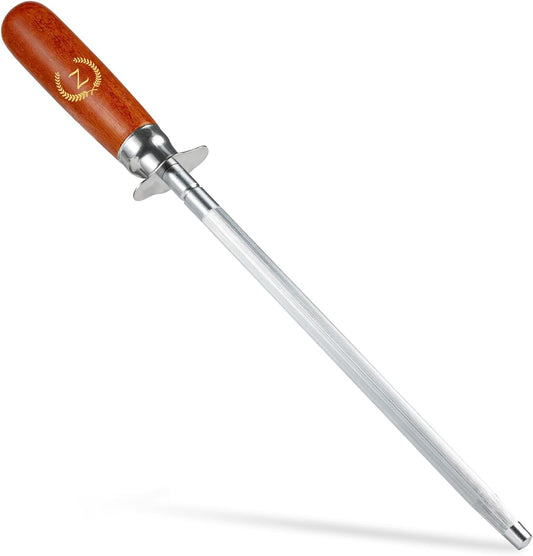 Knife Sharpener Rod, Kitchen Knives Sharpener Carbon Steel Professional Knife Sharpening Steel, Honing Rod with Hanging Holes (13 inches), Z