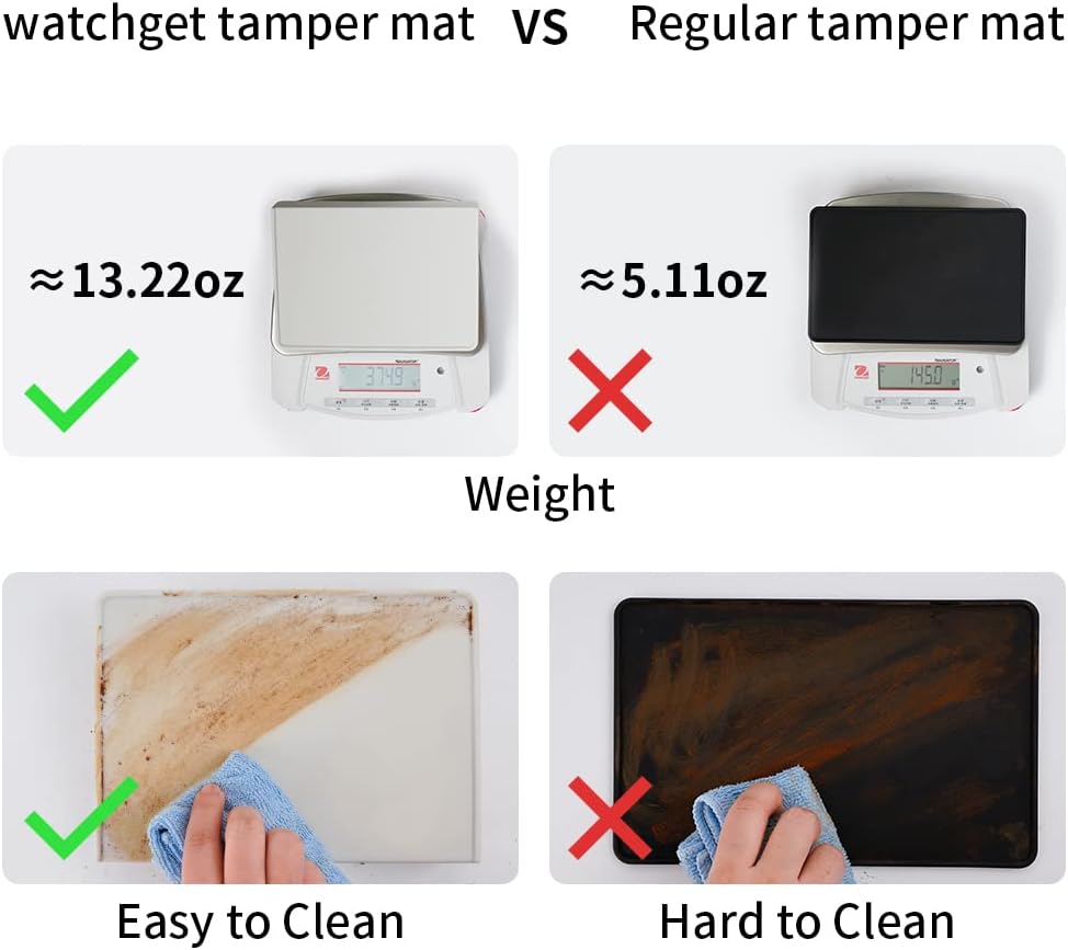 watchget Tamping Mat, Espresso Coffee Tamper Mat, Grey Silicone Food Grade Pad, Dustproof, Coffee Tamp Station, Espresso Accessory, Waterproof and Heat Resistant (8inX6in)