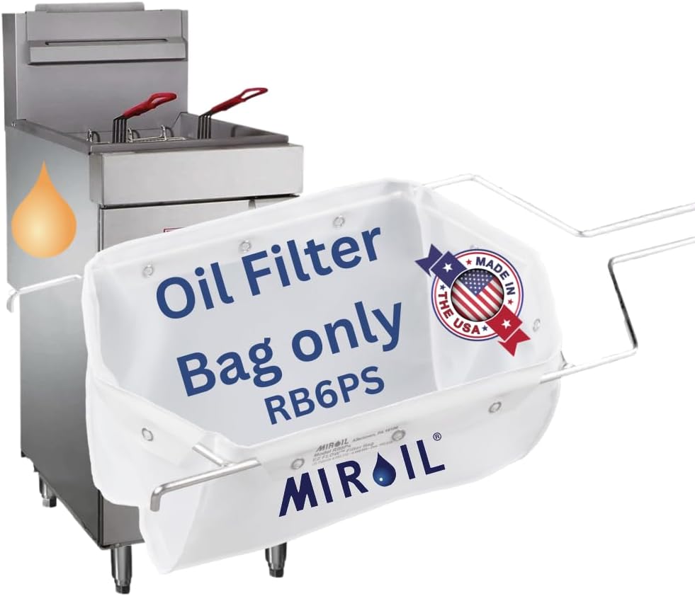 MirOil RB6PS EZ Flow Oil Filter Bag, Maintain Quality & Taste of Fried Food, Reduce Contaminants, Polish, Extends Life of Hot & Cold Cooking Oil Filter Bag for Kitchen, Restaurant(Frame Sold Separate)