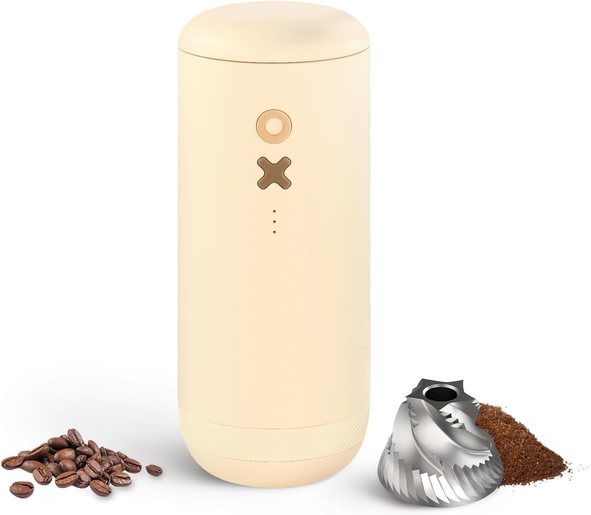 Nuttii Burr Coffee Grinder – Electric, Portable, Small, Quiet Adjustable Conical Burr Coffee Bean Mill, 20 Grind Settings for Espresso, Pour-Over, French Press Moka, A TIMEMORE Brand (Almond Cream)