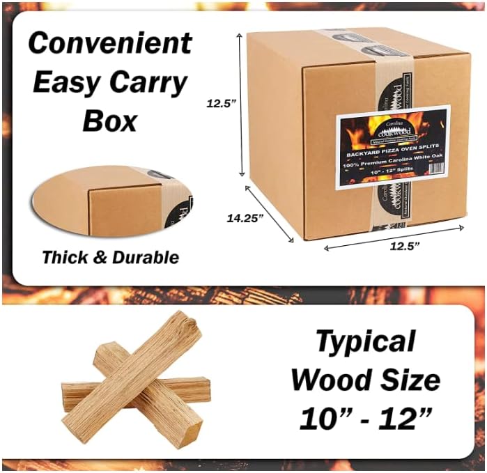 Pizza Oven Wood 12 Inch Naturally Cured White Oak Splits Cooking Wood for Free Standing Ovens 1650 Cubic Inches (Cherry)