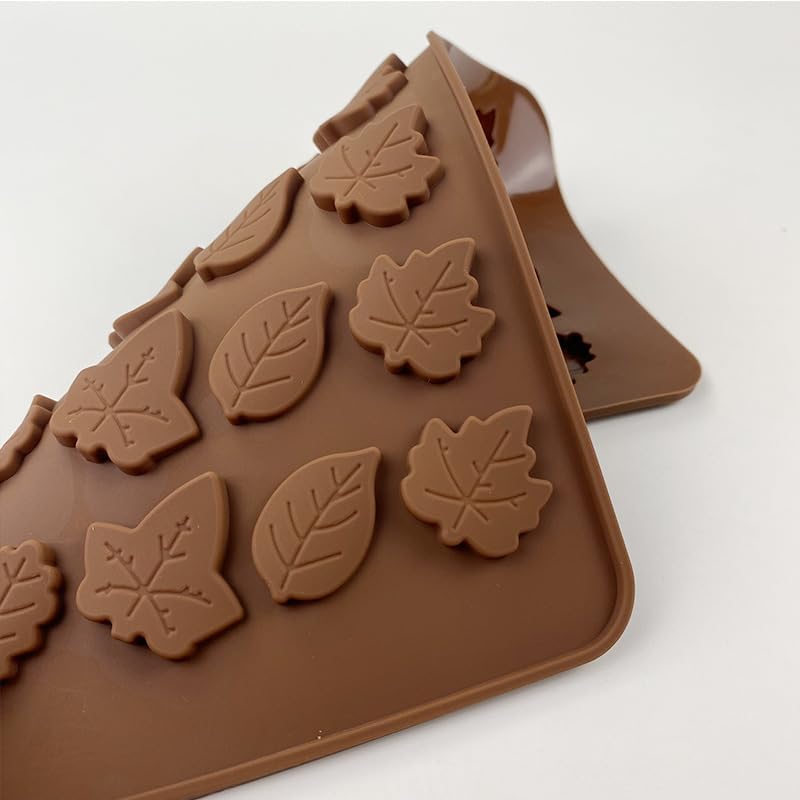 Fall Chocolate Molds 4 Pieces Silicone Pumpkin Candy Mold Maple Leaf Shaped Fondant Molds for Thanksgiving Halloween Autumn Harvest Cupcake Cake Topper Decoration