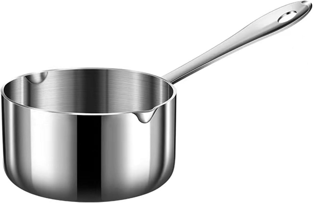 Butter Warmer Pot, Small Sauce Pan, Thick 3-PLY Heavy Duty Stainless Steel Cooking Pot for Milk, Coffee, and Melting Chocolate, 0.5-Quart