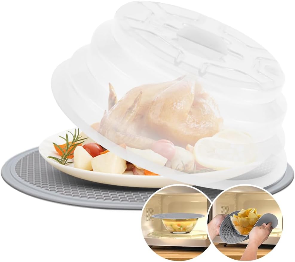 Microwave Dish Cover Microwave Cover for Food Microwave Splatter Cover - Silicone Microwave Plate Cover Dish Covers for Microwave Oven Cooking Anti-Splatter Guard Lid