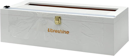 White 18 Inch Commercial Plastic Wrap Dispenser with Cutter & Roller - Heavy Duty 3000ft Film & 1000ft Foil Holder - Fits Butcher, Freezer, Kraft Paper for Restaurant Kitchen Food Service